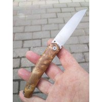 Сгъваем нож Petrified Fish Patte от сатен, стомана 14C28, дръжка от маслинено дърво